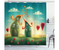 Heart Shaped Trees Red Shower Curtain