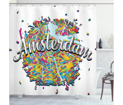 Vibrant Digital Mapping Shower Curtain