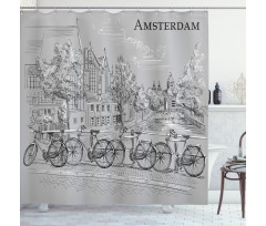 Bicycles by the Canal Shower Curtain