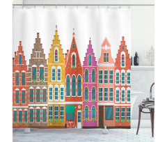 European Colorful Houses Shower Curtain