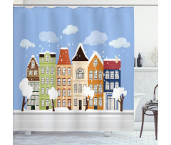 Winter Time Dutch Houses Shower Curtain