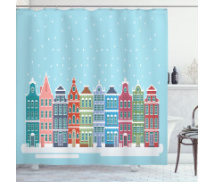 Snowy Town in Holland Shower Curtain