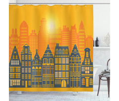 Urban Retro Architecture Shower Curtain