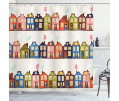 Funky Houses on Streets Shower Curtain