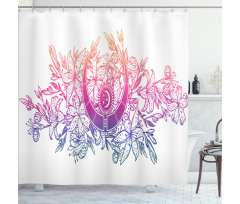 Lily Flowers and Crescent Shower Curtain