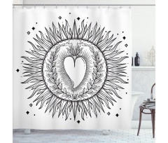 Sun with Heart Art Shower Curtain