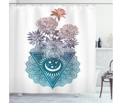 Flowers Moon and Lace Motif Shower Curtain