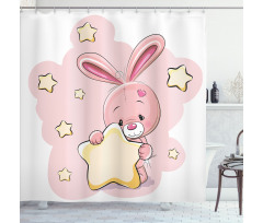 Rabbit Bunny with a Star Shower Curtain