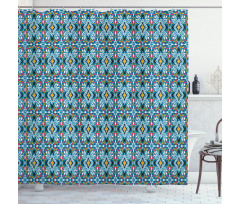 Azulejo Style Floral Tile Art Shower Curtain