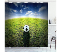Soccer Ball on a Grassy Hill Shower Curtain