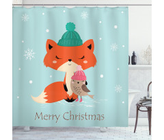 Merry Christmas Bird Animal Shower Curtain