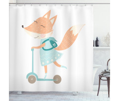 Happy Animal and Bag on Scooter Shower Curtain