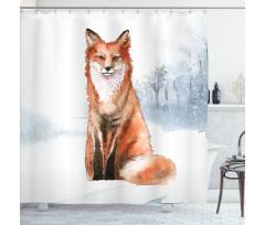 Fine Art Winter Animal Painting Shower Curtain