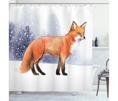 Side View Painting Snow Animal Shower Curtain