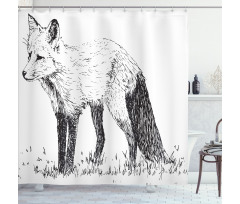 Sketchy Drawing on Animal Grass Shower Curtain