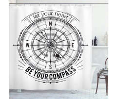 Monochrome Compass Shower Curtain