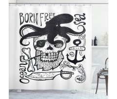 Pipe Smoker Skull Shower Curtain