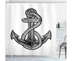 Monochrome Anchor Shower Curtain