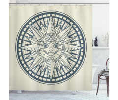 Retro Sun Compass Shower Curtain