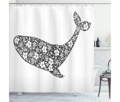 Zentangle Whale Shower Curtain