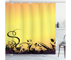 Ombre Sunset Botany Shower Curtain