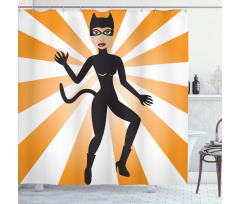 Cat Woman in Costume Rays Shower Curtain