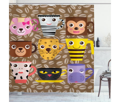 Animal Mugs Print Shower Curtain