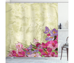 Flora Grunge Theme Shower Curtain