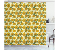 Graphical Flowers Shower Curtain