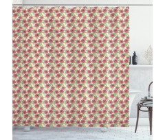 Peonies and Leaves Shower Curtain