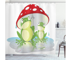 Animal in Mushroom Umbrella Shower Curtain