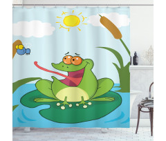 Animal on Pond Catches a Fly Shower Curtain