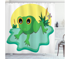 Animal and Butterfly on Pond Shower Curtain