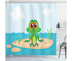 Nursery Cartoon Animal Scene Shower Curtain