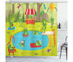 Animal Pool Party Fun Forest Shower Curtain