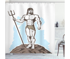 Greek Myth Man on a Rock Shower Curtain