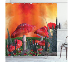 Clouds Leaves Poppies Shower Curtain