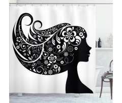 Woman with Floral Hair Shower Curtain