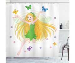 Spring Fairy Butterflies Shower Curtain