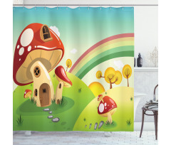 Farm Field Rain Mushroom Shower Curtain