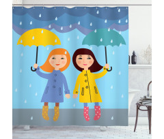 Girls Under the Rain Shower Curtain