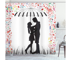 Young Romantic Couple Shower Curtain