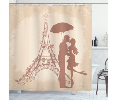 Couple Eiffel Tower Shower Curtain