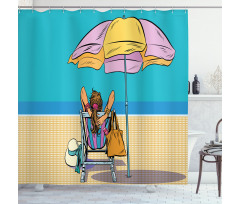 Lady on a Deckchair Shower Curtain