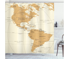 North South America Map Shower Curtain