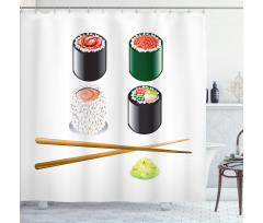 Japan Sushi and Chopsticks Shower Curtain