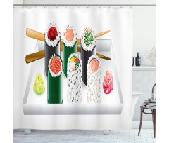 Various Flavored Sushi Plate Shower Curtain