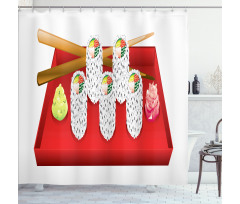 Japan California Rolls Plate Shower Curtain