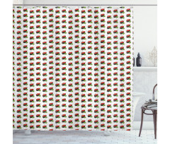 Gunkan Tobiko Sushi on Waves Shower Curtain