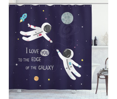 Love Wording Astronauts Shower Curtain